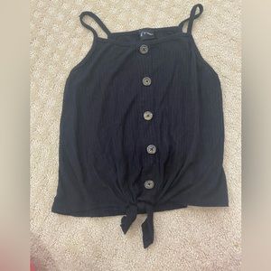 ribbbed button tie tank. soft silky material